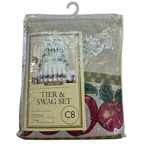 Apple Crisp 3 Piece Tier & Swag Set Interiors By Design Home Decor New